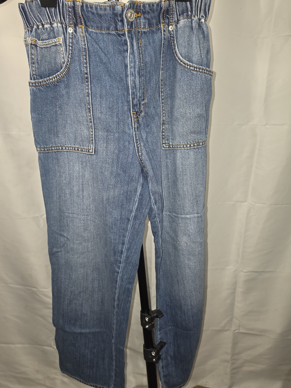 Hudson Jeans Medium Blue Straight-Leg High-Rise Denim